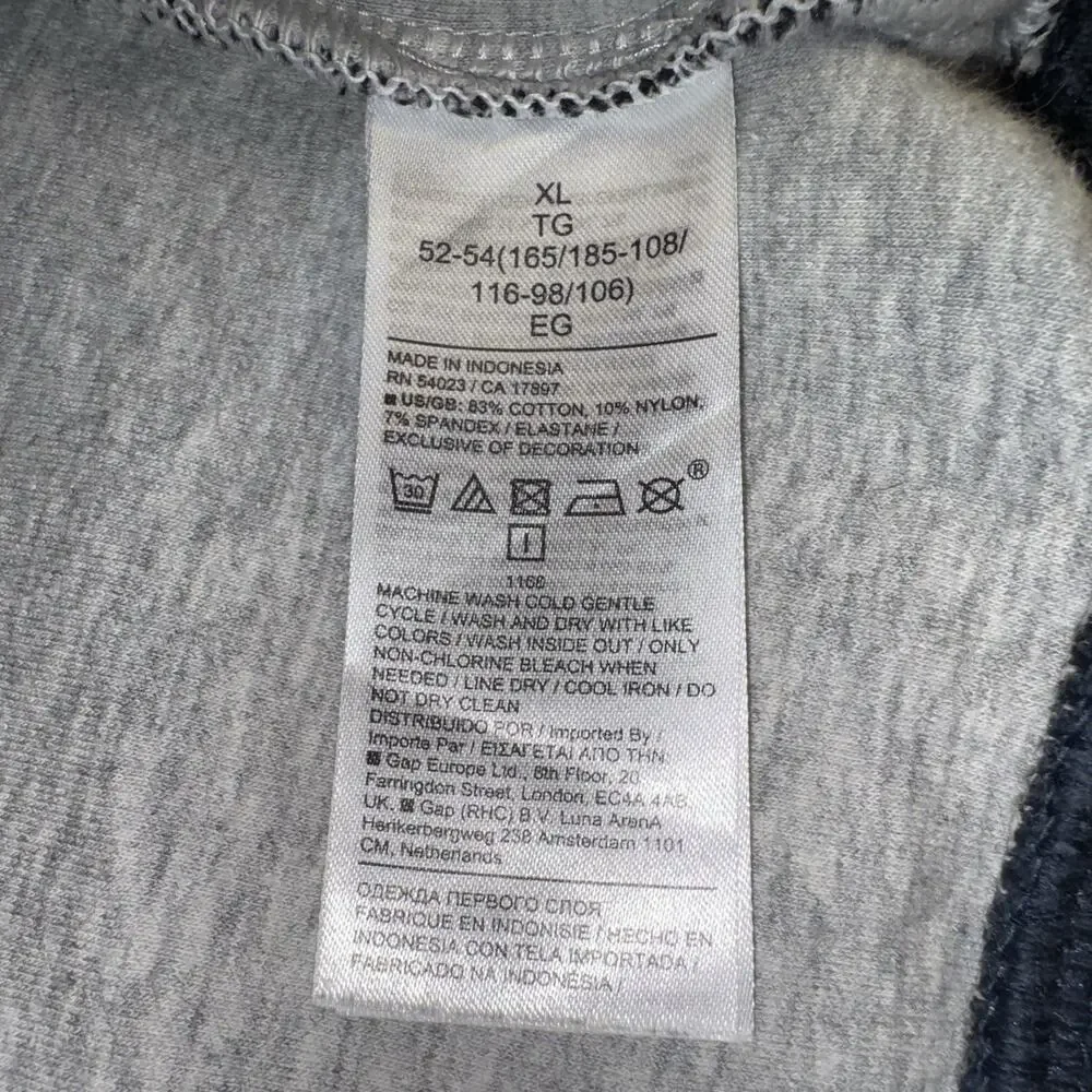 Banana Republic Jacket Mens XL Grey Navy Cotton Knit Full Zip Ribbed‎ Hem Cuffs